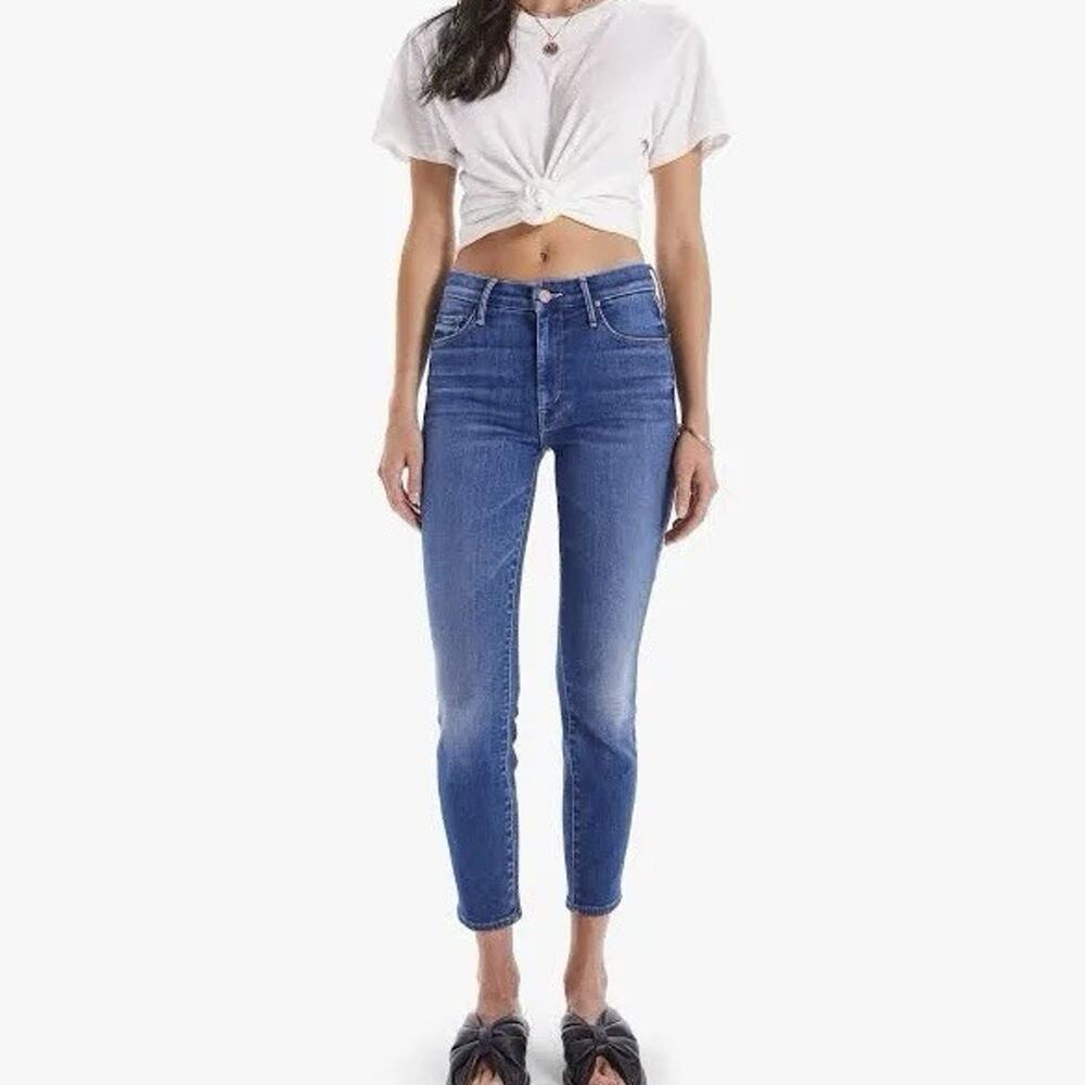 Mother The Looker Crop Skinny Jeans Size 26 Blue High Rise Stretch USA